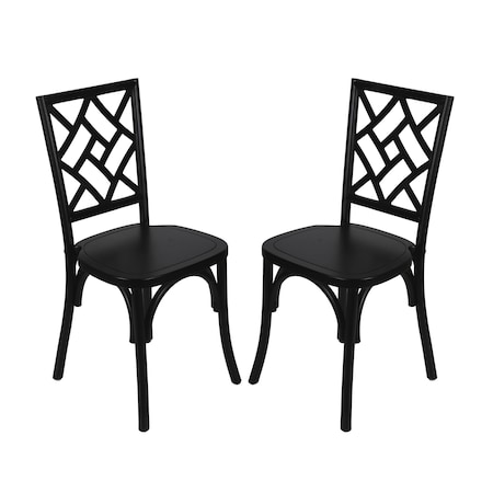Flash Furniture Brooklyn Commercial Grade Black Solid Wood Stackable Dining Chair with Intricate Back Detail, 2PK 2-ZH-8100-5-BLK-GG